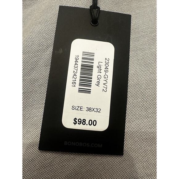 NWT Bonobos Chino Pants Mens 38x32 Gray Slim Golf Stretch Work Pockets - Picture 4 of 14